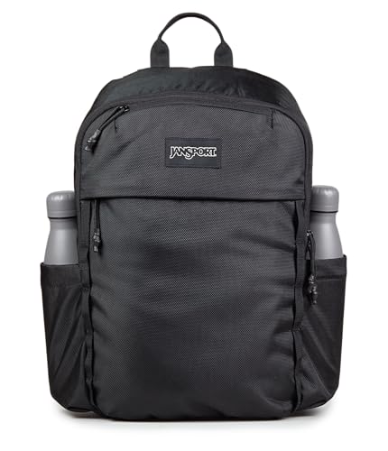 JanSport Venture Daypack – Travel Pack With Large Main Compartment, Padded Laptop Sleeve, Dual Water Bottle Pockets, and Attachment Buckles, Black4