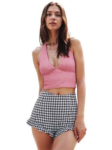 Xineicy Women's Halter Deep V Neck Crop Top Backless Tie Back Tank Top Slim Fit Sleeveless Going Out Summer Tops4