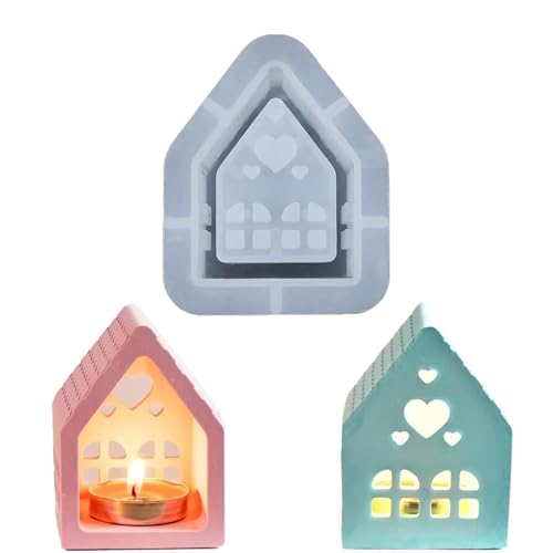 Silikonformen Gießformen Häuser, 3D Silikonform Haus Kerzenhalter...