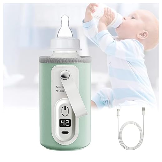 SOPEWOD Portable Bottle Warmer, USB Bottle Warmer for Breastmilk and Formula with LCD Display, Fast and Accurate Heating of Baby Bottle Warmer for Car and Travel(Green)