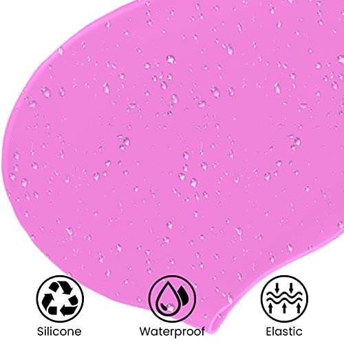 SUSNUAN Swimming Cap for Women and Men Large Swimming Cap for Long hair Waterproof Silicone Swimming Hat for Long Hair Adult Swimming Hat Swim Cap Pink 21*26CM - Image 2