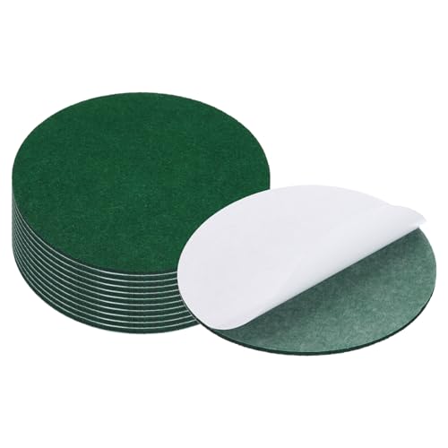 PATIKIL 12pcs Hoja Redonda de Fieltro, 165mm Adhesivo Base de Lámpara Almohadillas de Fieltro Suave Antideslizante Antiarañazo para Lámpara de Pie Mubles Silla DIY Manualidad, Verde Oscuro