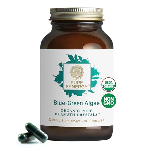 PURE SYNERGY Blue-Green Algae Capsules | Blue Green Algae with Chlorophyll | Organic Superfood Supplement from AFA Blue Green Algae | Supports Energy, Mental Clarity, and Detoxification (90 Capsules)