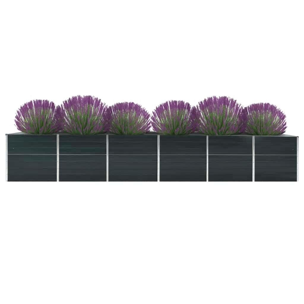 vidaXL Arriate de Jardín Plantas Macetas Mobiliario Muebles Hogar Casa Decoración Exterior Bricolaje Acero Galvanizado Antracita 400x80x77 cm