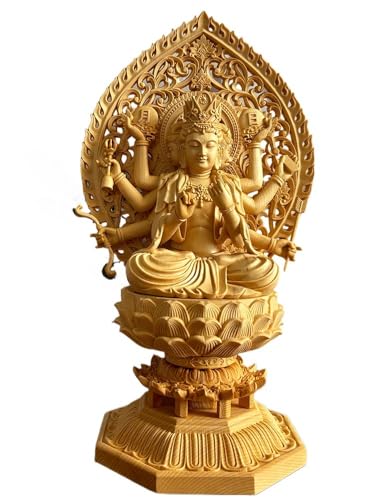 桧木製 木彫 守り本尊 木彫りの仏像 摩利支天 座像 騎猪像 守護神 仏壇仏像 守護 祈る 厄除け まりしてん 摩里支菩薩