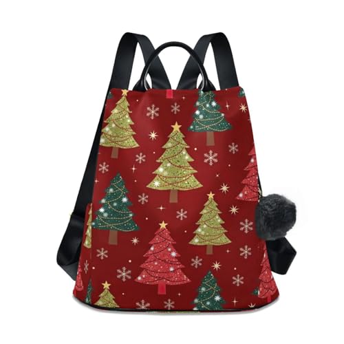 Sac à dos coloré femme motif sapins de Noël avec fermeture éclair antivol et poches latérales