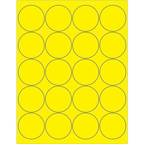 212 Main 2 inch Fluorescent Circle Laser Labels Yellow