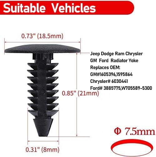 Image of 3 in 1 Push-Type Plastic Rivets for Jeep Wrangler - OTUAYAUTO Fastener Retainer Clips Replacement for 2007-2022 Jeep Wrangler JK JL & 2005-2010 Grand Cherokee Liberty - Nylon Fender Bumper Clips
