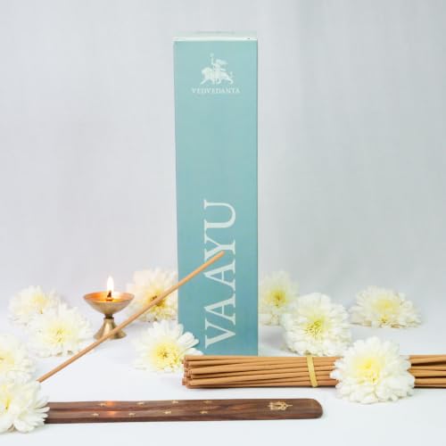 Image of Vaayu Luxury Incense Sticks | 60 Bambooless Incense Sticks | Pure Sheesham Wood Stand | Long Lasting Fragrance | Complete Sensory Journey | Ethically Crafted | Pack of 1