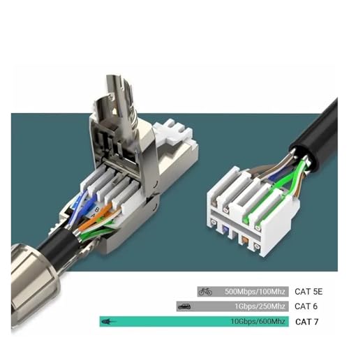 Fiches RJ45 Cat6A Cat7 Cat8 connecteurs Ethernet blindés réutilisables beige - 3