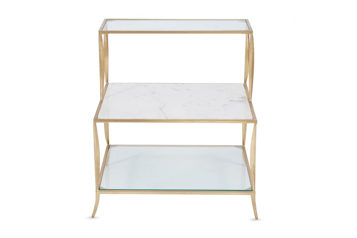 PAN Home Marsala End Table Marble - White & Gold