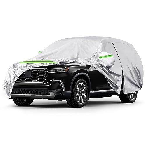 Image of Waterproof SUV Car Cover Custom Fit for 2023 2024 2025 Honda Pilot, 6 Layers All Weather Car Covers with Zipper Door & Windproof Bands for Sun Snow Rain Dust Protection, Outdoor Indoor