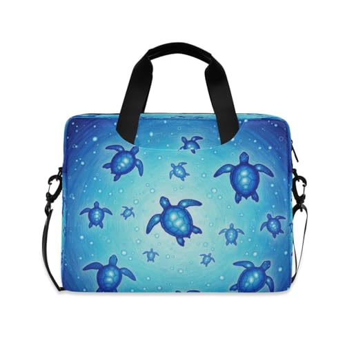 Maletín para laptop azul claro con diseño de tortugas miniatura 1