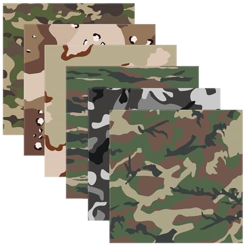 Ramede 6 Pack Camouflage Jumbo Bandanas 27 x 27 Polyester Military Head Wrap for Men Large Military Bandanna for Father Dad(Multicolor)