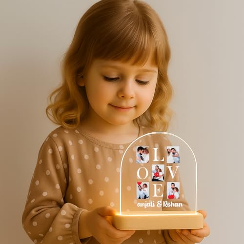 Image of Customized Photo Led Light With Adapter Frame for Couples | Personalized Picture Frame Wooden Stand | Custom Gift | Romantic Anniversary, Wedding, Birthday valentine's day for Gift Him or Her (Desgin 6)