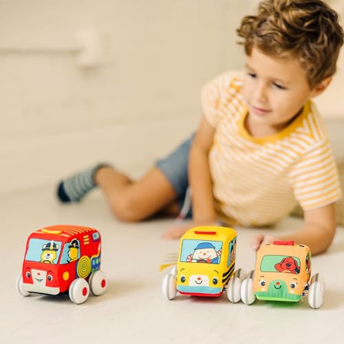 image for Melissa & Doug K's Kids Pull-Back Vehicle Set - Soft Baby Toy Set with