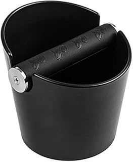 Coffee Knock Box, 4.8inch Espresso Coffee Bin for Coffee Grounds with Movable Rubber Metal Knock Bar and Rubber Band Non-Slip Base, Coffee Machine Accessories Use for Barista, Home & Cafe