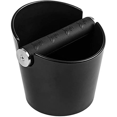 Coffee Knock Box, 4.8inch Espresso Coffee Bin for Coffee Grounds with Movable Rubber Metal Knock Bar and Rubber Band Non-Slip Base, Coffee Machine Accessories Use for Barista, Home & Cafe Cover