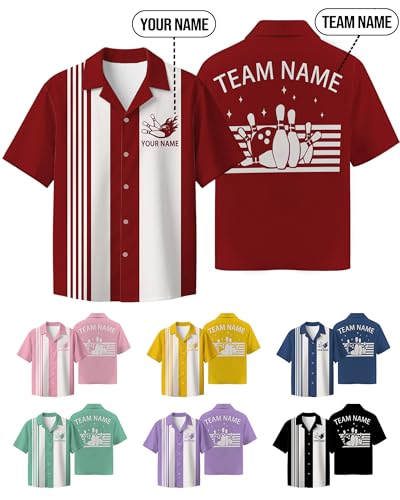 Custom Bowling Shirts for Men with Name, Personalized Retro Bowling Jersey Unisex Vintage Shirt Customizable Team Gifts3