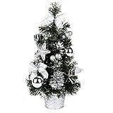 CRTEPST Mini LED Weihnachtsbaum Künstlich Klein Desktop Deko Tannenbaum mit LED Lichterkette Beleuchteter und Baumschmuck Weihnachtskugeln Künstliche Weihnachtsbäume Weihnachts 40CM