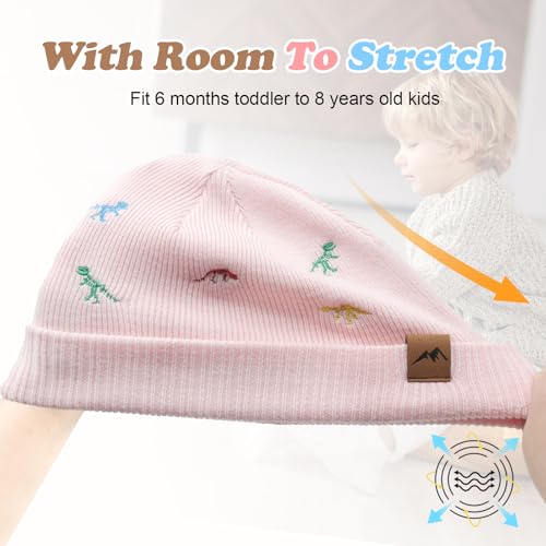 Image of XIAOHAWANG Knit Toddler Beanies Girls Boys Cute Kids Winter Hat Infant Dinosaur Baby Beanie Hats