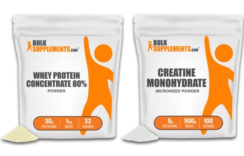 BULKSUPPLEMENTS.COM Whey Protein Concentrate 80% 1KG & Creatine Monohydrate 500G Bundle
