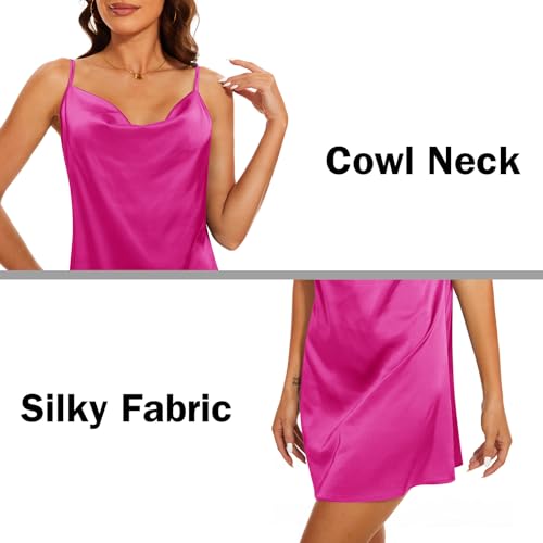 Image of Women's Long Silky Tank Top Adjustable Spaghetti Strap Camisole Slip Dress