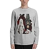 WAYOQI Deadman Wonderland Men's Crew Neck Long Sleeve Casual Fashion Tops Tee Cotton T-Shirts Gray Large
