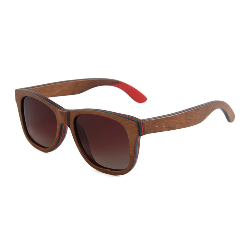 Occhiali da sole in legno nero per uomo, occhiali vintage da donna in bambù