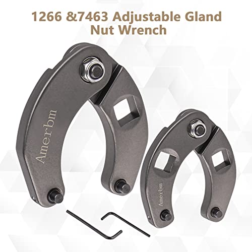 Amerbm Adjustable Gland Nut Wrench Kit 1266 & 7463 Universal Hydraulic Cylinder Spanner Wrench Set With 1/2" & 3/4" Drive On Skid Steer Loaders, Most Farm And Construction Equipment #TOP1