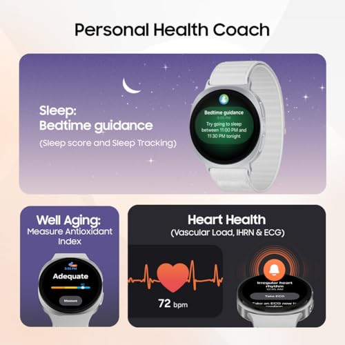 Image of Samsung Galaxy Watch8 (40mm, LTE, Silver) with 3nm Processor | Dual GPS | Sapphire Glass & Armor Aluminum | 5ATM & IP68 | BP, ECG, IHRN & Vascular Load Monitoring | Anti-oxidant Index