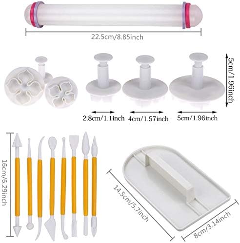 VONUOBEY 14 Sets (46pcs) Flower Fondant Tools Cake Sugarcraft Decorating Kit Cookie Mould Fonant Icing Plunger Cutters Cake Tools