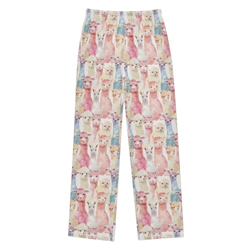 Watercolor Alpaca O Long Pajama Pants Bottoms Soft Sleepwear with Pockets