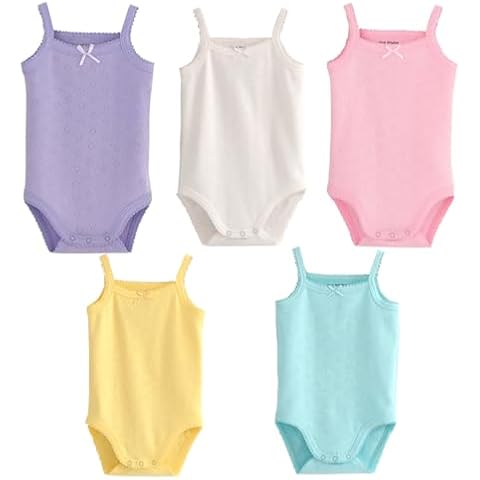 Blueleyu Baby Girls Spaghetti Strap Bodysuit SleevelessTank Top Cotton Baby One-Pieces Pack of Baby Summer Clothes Cover