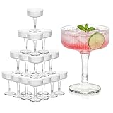 Ronasip 20 Pack 7Oz Plastic Champagne Flutes - Clear Acrylic Champagne Glasses For Champagne Tower, Unbreakable Reusable Coupe Glasses For Wedding, Bridal Shower, Toasting &Amp; Party