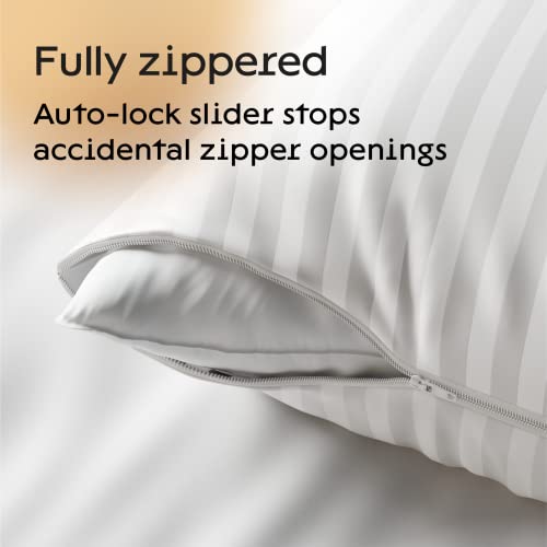 Niagara Sleep Solution 2 Pack Pillow Protectors King 20X36 Cotton Sateen Tight Weave High Thread Count 400 Style Zippered White Hotel Quality Non Noisy (2 Pack Cotton Sateen King) #TOP3
