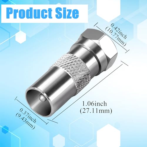 TUOLNK 4Pack F Male to TV Male Coaxial Cable Connectors, 75 Ohm, Silver, Indoor, Compatible with TV, Router, Set-top Box, Modem, Satellite Receiver, Audio/Video Equipment — view 5