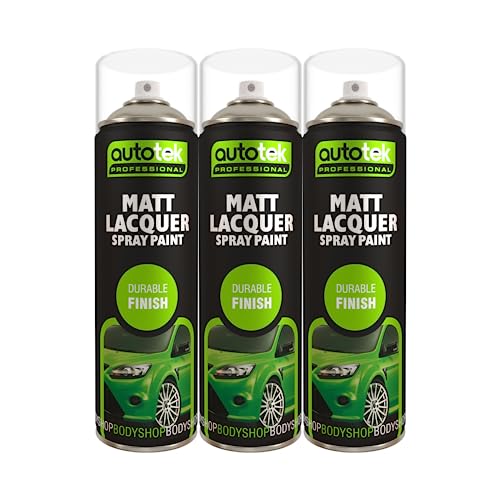Autotek Matt Lacquer Multi-Purpose Aerosol Spay Paint 500ml x3