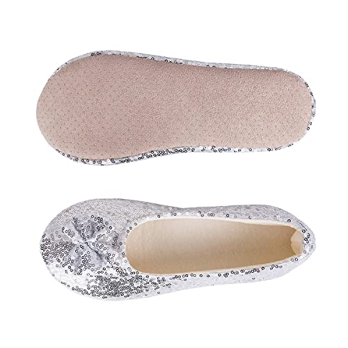 Surblue Women‘s Ballerina Bing Metallic Shine Warm Indoor House Cozy Sequin Slippers/Shoes4