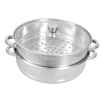 FELTECHELECTR Thickened 30cm 304 Stainless Steel Double-handle Steamer Pot, Double-layer Food Steaming Cookware for Kitchen and Restaurant Use