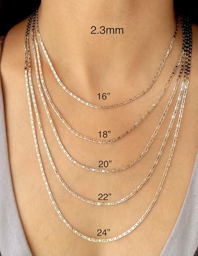 JEWELHEART 14K Gold Necklaces For Women Trendy 2.3mm 2.8mm 3.6mm 4.4mm 5.2mm Yellow Real Gold Valentino Mirror Chain Polished Links Men's 14K Gold Chain Necklace with Lobster Clasp 16" 18" 20" 22" 24"2
