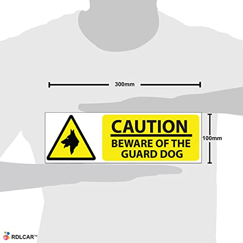 RDLCAR Beware of the Dog Signs 1mm Rigid PVC Pack of 5 Durable Outdoor Security Warning Stickers Landscape Compact Size 100mm x 300mm - Image 3