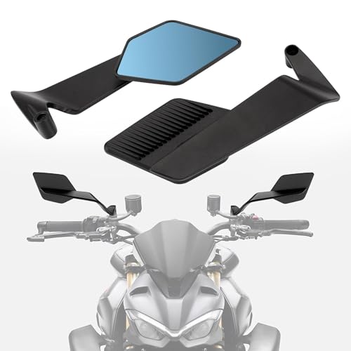 Motorrad Spiegel für Ducati 959 Panigale 2016 2019, Drehbarer Motorrad Rückspiegel Set 2 Stück Motorrad Rückspiegel, Faltbarer, mit 8mm 10mm Schrauben,B