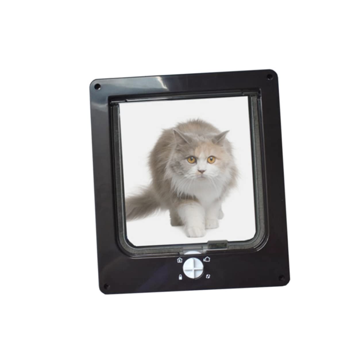 Happyyami Pet Door Cat Hole Rotating Latch Pet Entry Exit Cat Door Latch Keep Black Acrylic Pet Supplies