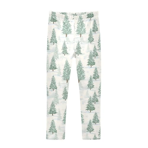 Girls' Athletic Leggings Ankle Length Yoga Dance Pants Kids Teen 4T Watercolor Tree