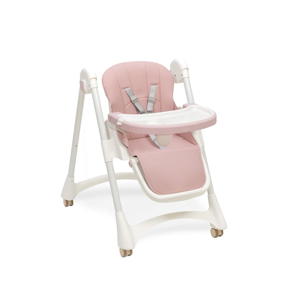 Interbaby Trona Bebé Evolutiva Plegable 6-36 Meses Aluminio (Practic Rosa) | Hasta 20 kg. Silla de comer portátil, respaldo 4 posiciones, 8 alturas, bandeja regulable, arnés 5 puntos, plegado compacto