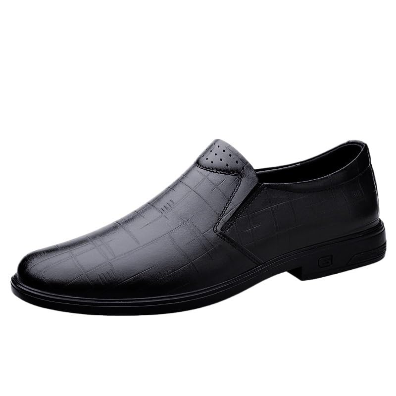 Mens Dress Oxford Shoes Faux Leather Office Slip-on Breathable Anti-Slip Non Slip Rubber Sole Block Heel Low Top Office