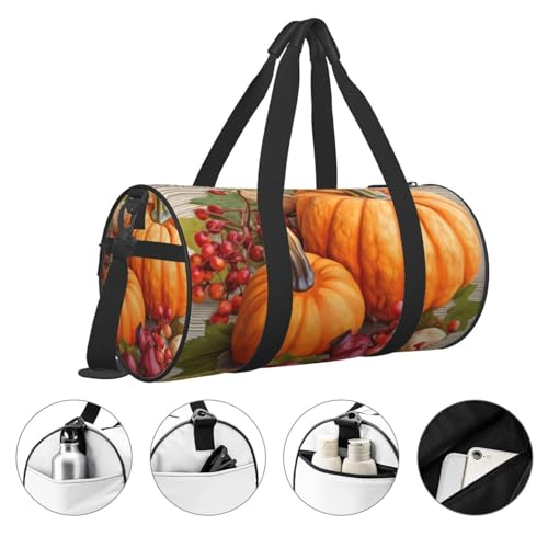 Travel Duffle Bag Weekender Bags for Men Women with Shoe Compartment Large Capacity Weekender Overnight Bag Harvest Fruits Pumpkin Carry On Tote Bags Sport Gym Bag for Travel Yoga, Black, One Size3