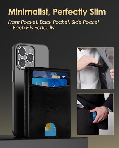 Image of QLD Wallet for Men - RFID Blocking [Functional & Practical] Bifold Slim Minimalist Credit Card Holder Pop Up Metal Case with Cash Slot, Front Pocket with ID Window, Gift Boxed (BLACK)