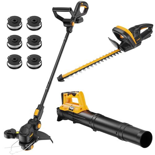 Cordless Weed Wacker + Hedge Trimmer + Leaf Blower Combo